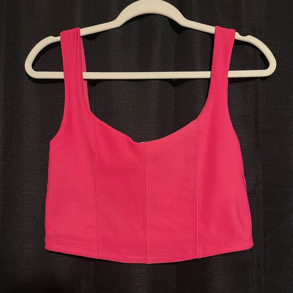Stradivarius Corset Style Crop Tank, Size Large, Dark Hot Pink